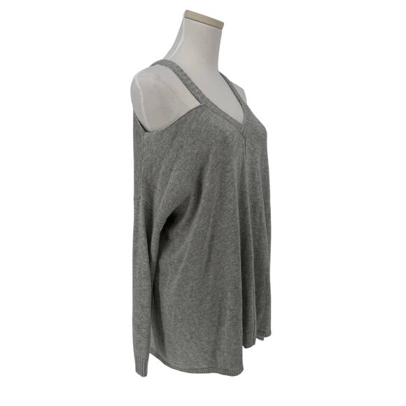 Y2K Cold Shoulder Long Sleeve Sweater LOVE LIFE Grey Women's Size M - Picture 2 of 5